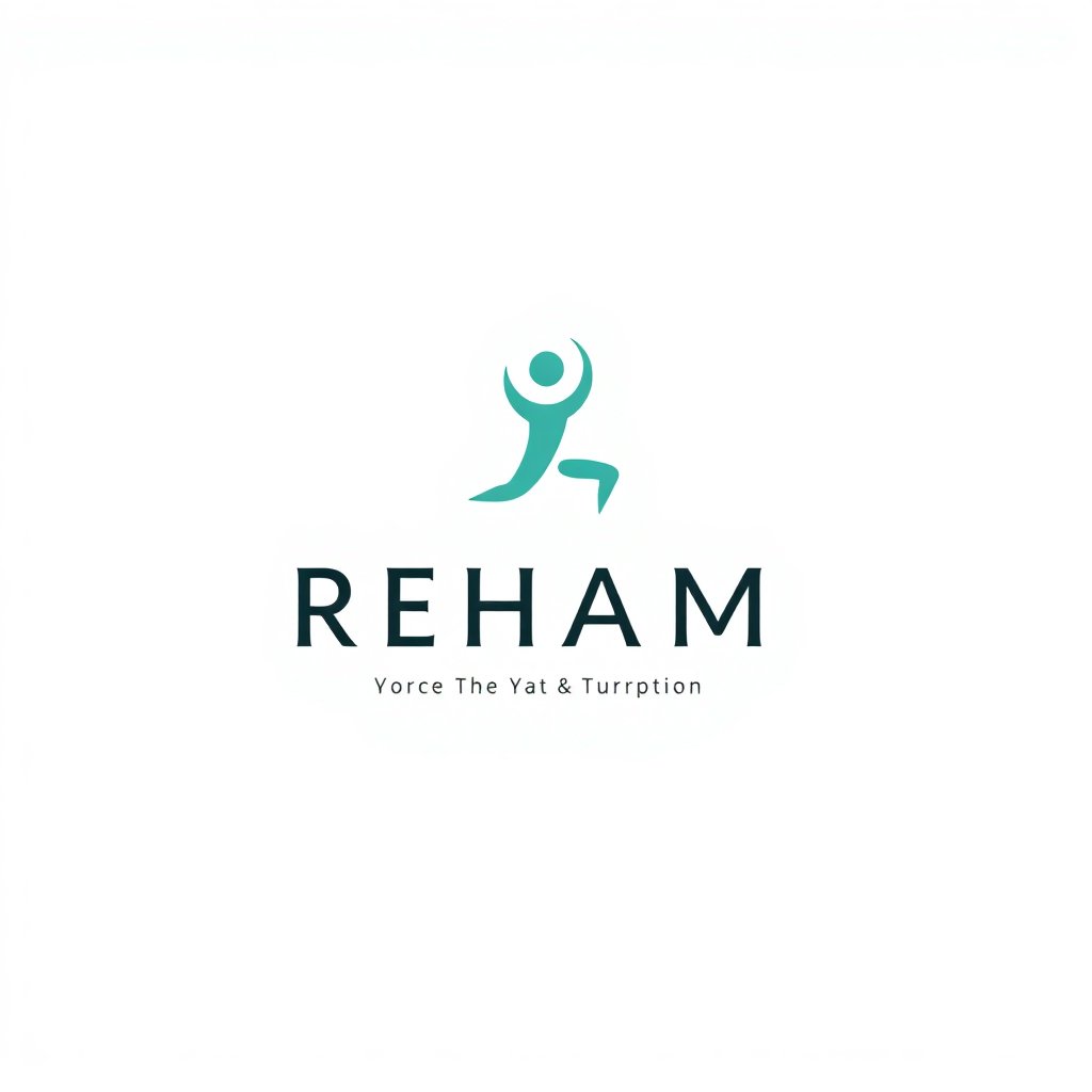 Minimalist logo icon for a physical therapy and wellness clinic named REHAMA, symbol of movement and health, clean lines, professional, sea foam color (HSL 186, 35%, 61%), vector style, white background